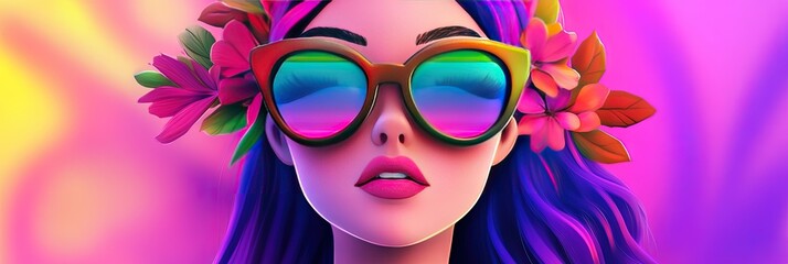 Fototapeta premium cartoon animation modern woman hippie