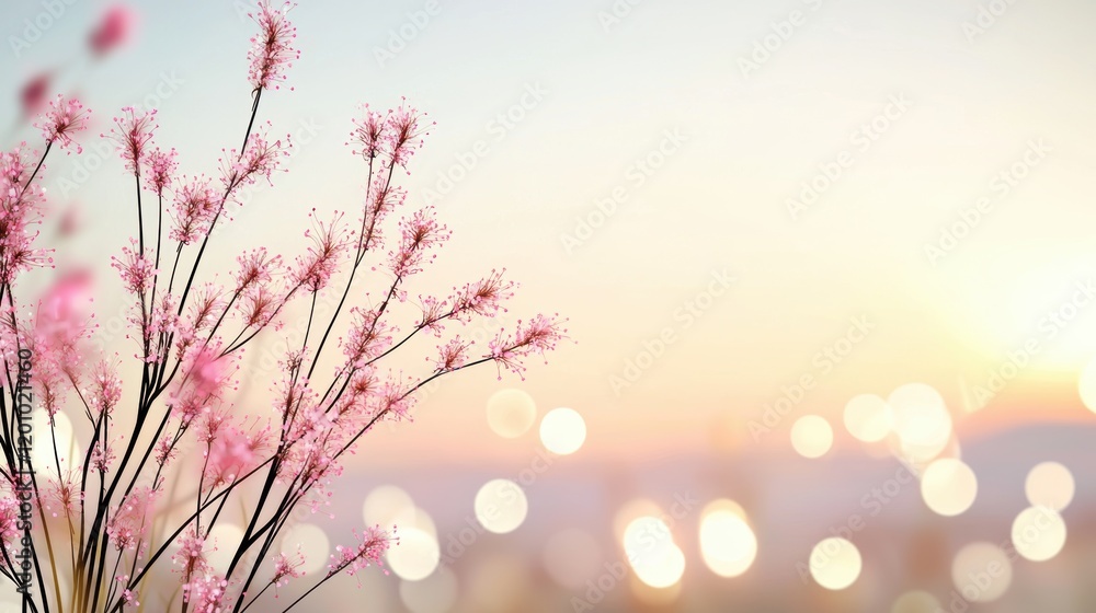 Poster bokeh particles delicate, pastel colored bokeh particles against a light background, creating a drea