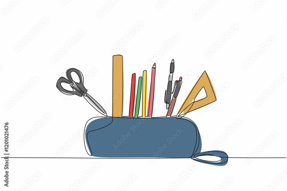 Aufkleber single continuous line drawing pencil pouch case. orderliness in arranging stationery. makes it easi