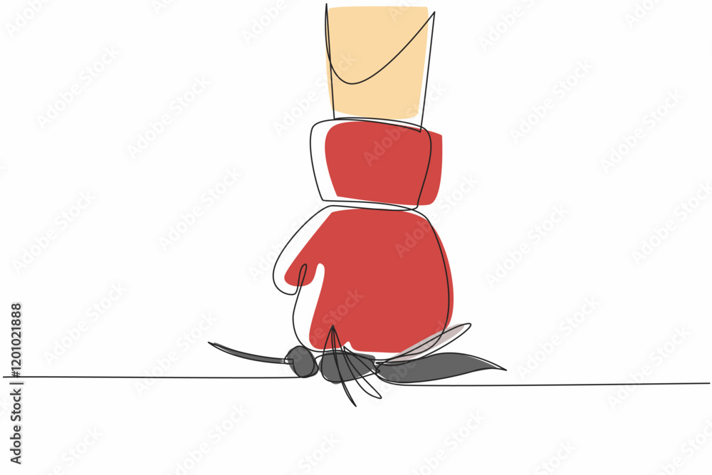 Poster continuous one line drawing hands wearing boxing gloves clenched and punched a large mosquito. a sym