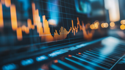 Abstract business Financial charts show a significant increase in profits in the stock market.This is driven by higher interest rates and continued growth. In the innovation world network of financial