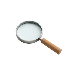 Magnifying glass with wood handle, transparent background