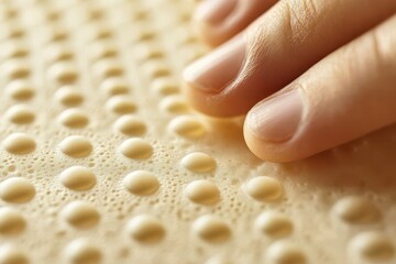 Close-Up of Fingers on Braille Dots for Learning