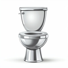 Home toilet silver aluminum, white, icon realistic with white background