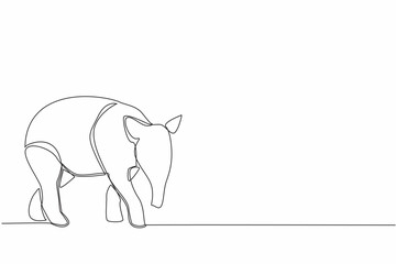 Continuous one line drawing tapir pose. One of the animals that experiences illegal hunting due to human greed. Nose. Tapirus indicius. World Tapir Day. Single line draw design vector illustration