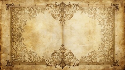 Obraz premium Antique Ornate Frame on Aged Paper Background Ideal for Vintage Designs and Projects