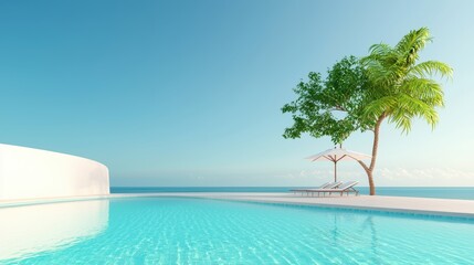 Luxury Infinity Pools Infinity pool overlooking a breathtaking ocean view, with luxurious lounge chairs and umbrellas, creating a sense of exclusivity and tranquility.