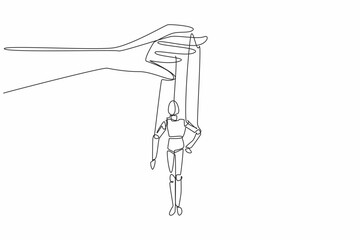 Single continuous line drawing fingers playing hand puppet. The puppeteer has story to perform. Staging contemporary. A show of ambition. National Day of Puppetry. One line design vector illustration