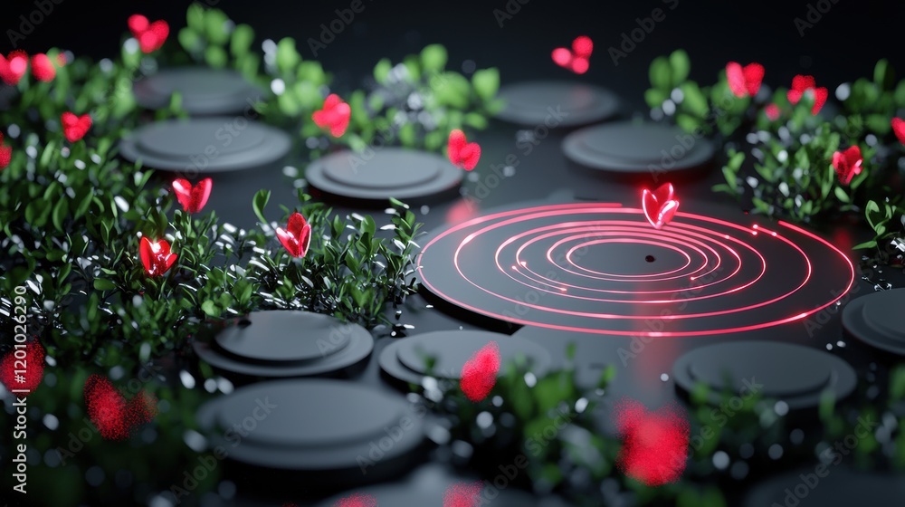 Poster digital targeting icons a radar screen with sweeping beams and targets highlighted, representing sur