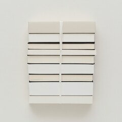 Stacked Minimalist Books with Neutral Covers on White Background