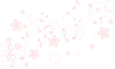 桜の花と音符のイラス