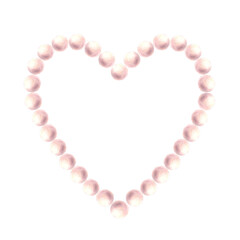 Pearl heart frame Watercolor hand drawn illustration. Coquette pink girl style pearly template for Valentines Day, wedding, birthday greeting, invitation card. Love symbol. Isolated from background