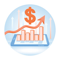 Illustration depicting financial growth on mobile devices.