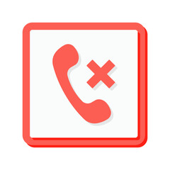 Obraz premium A bold red end call icon vector with a cross symbol, perfect for indicating missed or reject calls in communication apps or contact related design