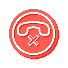 Obraz premium A bold red end call icon vector with a cross symbol, perfect for indicating missed or reject calls in communication apps or contact related design