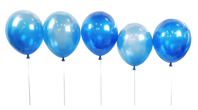 Collection of Blue Balloons on a Transparent Background Generative AI
