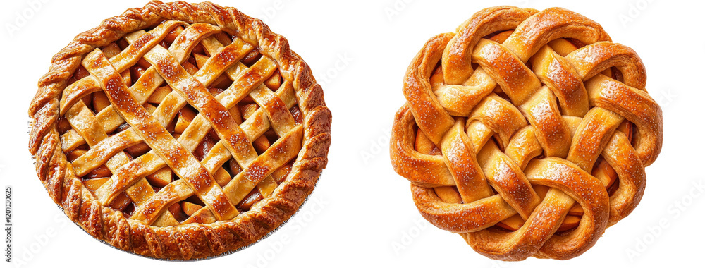 Aufkleber apple pie isolated and viewed from the top on a transparent background
