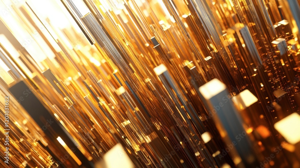 Poster a d render of a gold financial graph with data points, showcasing the intricate details of market an