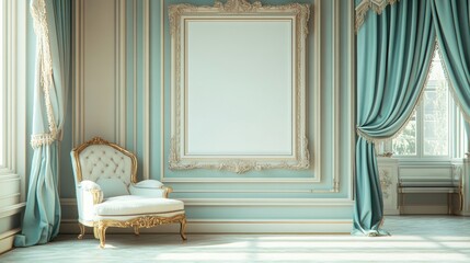 Elegant Interior of a Classic Room with Decorative Frame and Chair