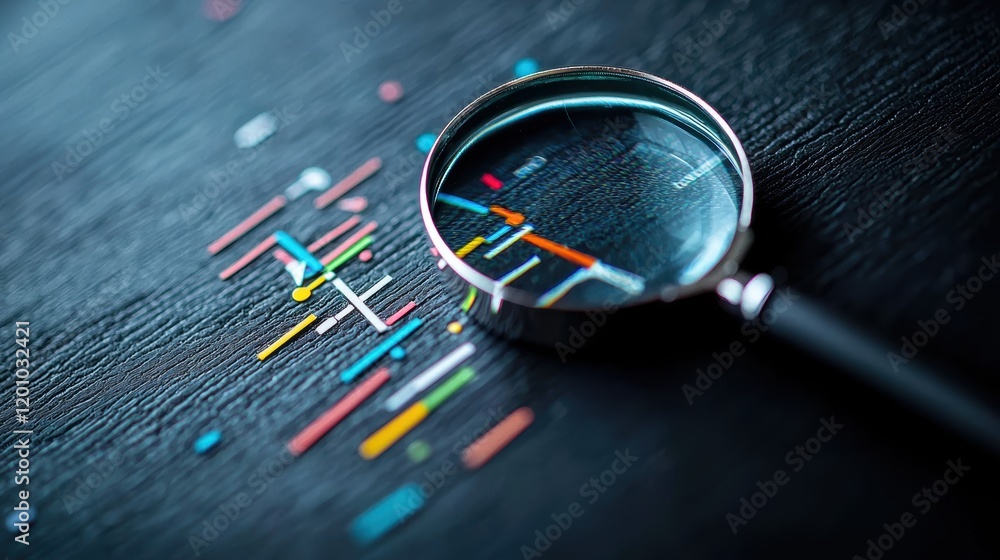 Poster magnifying glass on a webpage a magnifying glass focusing on a search bar on a computer screen, symb