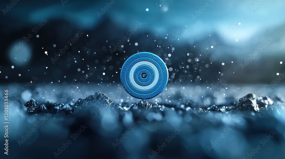 Poster bullseye targets a 3d render of a bullseye target rotating in space, with a dynamic and modern feel,