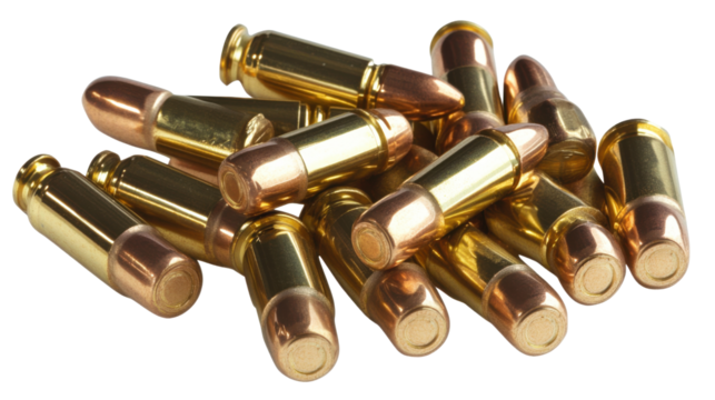 Stack of bullets isolated on white background