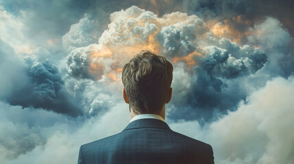 young man is facing an incoming storm