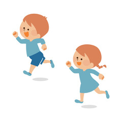 走る　かわいい子供たちのイラスト素材