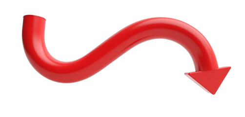 Red curved arrow with transparent background