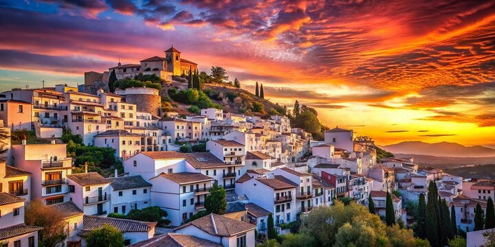 Dramatic Double Exposure: Pampaneira, Granada, Spain - Andalusian Village Landscape