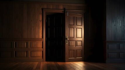 Shadowed Entry Mysterious Double Doors with Dramatic Lighting V6