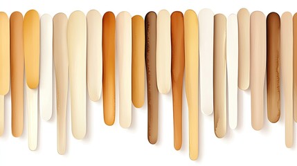 Beige gold watercolor idea. A vibrant array of wooden sticks in various natural tones arranged artistically.