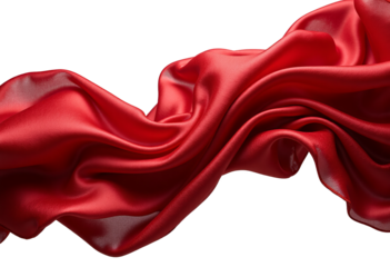 Red flowing fabric with a transparent background