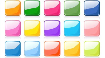 Colorful Glossy Squares in Various Shades and Brightness Levels