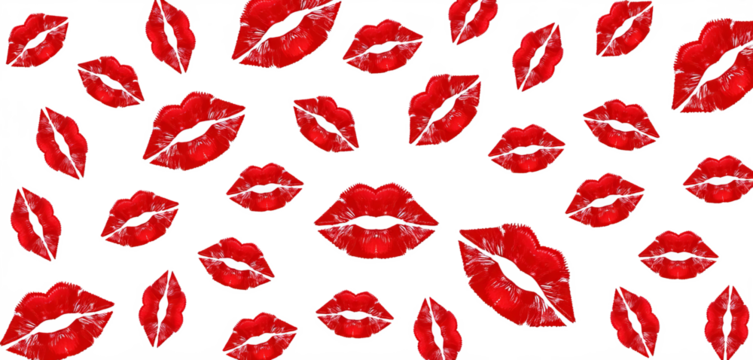 Red lipstick kiss marks on transparent background - Powered by Adobe