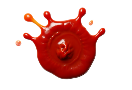 Red liquid splatters with transparent background