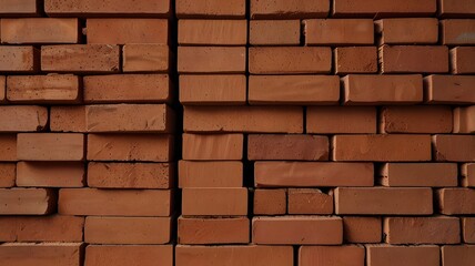 Obraz premium Textured Red Clay Bricks in Geometric Industrial Composition V5