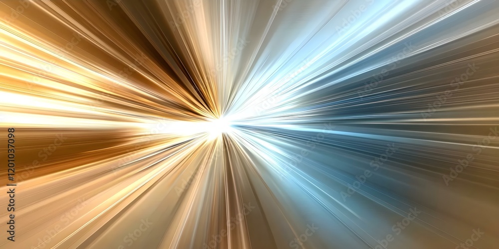 Poster a dynamic abstract representation of light beams converging from opposite directions, creating a bur