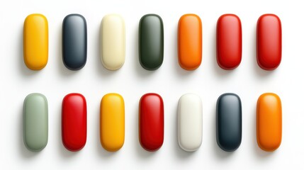 Colorful Abstract Composition of Smooth Oval Shapes on White Background