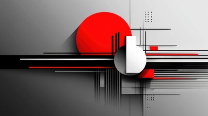 Abstract Red and Black Geometric Shapes on a Modern Background