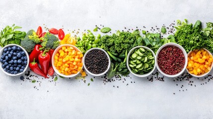 Colorful Assortment of Fresh Fruit and Vegetables for Healthy Diet