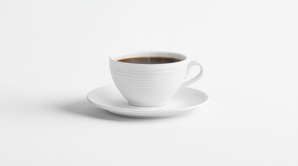 Obraz premium White Ceramic Cup with Black Coffee on Minimalist Background