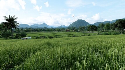 Fototapeta premium Serene Rice Paddy Landscape