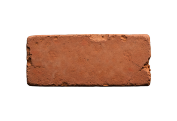 Single terracotta brick with transparent background