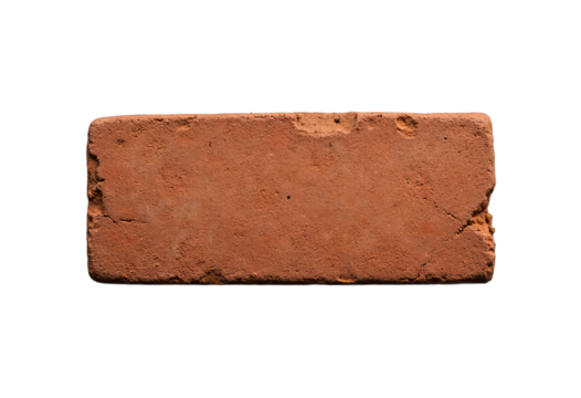 Single terracotta brick with transparent background