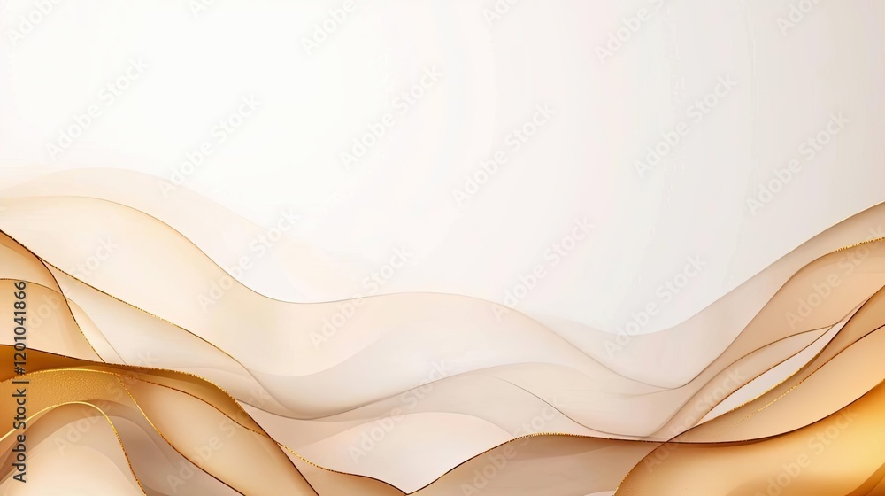 Poster beige gold watercolor idea. abstract waves in soft tones create a calming and modern background.