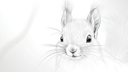 Adorable Sketch of a Cute Squirrel with Detailed Fur Texture