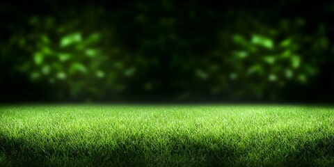 Naklejka premium A close-up of vibrant green grass with a soft focus background, creating a serene and natural atmosphere. Concept Close-Up Photography, Nature's Serenity, Vibrant Green Grass, Soft Focus Background