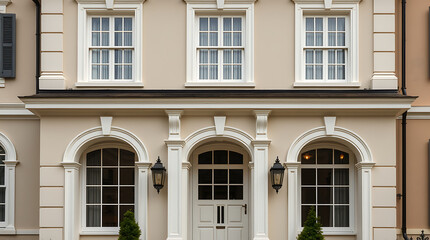 Obraz premium Elegant Classical House Exterior: Architectural Design and Facade Details