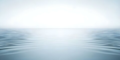 Fototapeta premium A calm, smooth body of water reflecting a light, bright sky with soft ripples on the surface. Concept Serene Water Reflections, Tranquil Skies, Soft Ripples, Nature's Calm Beauty, Peaceful Landscape